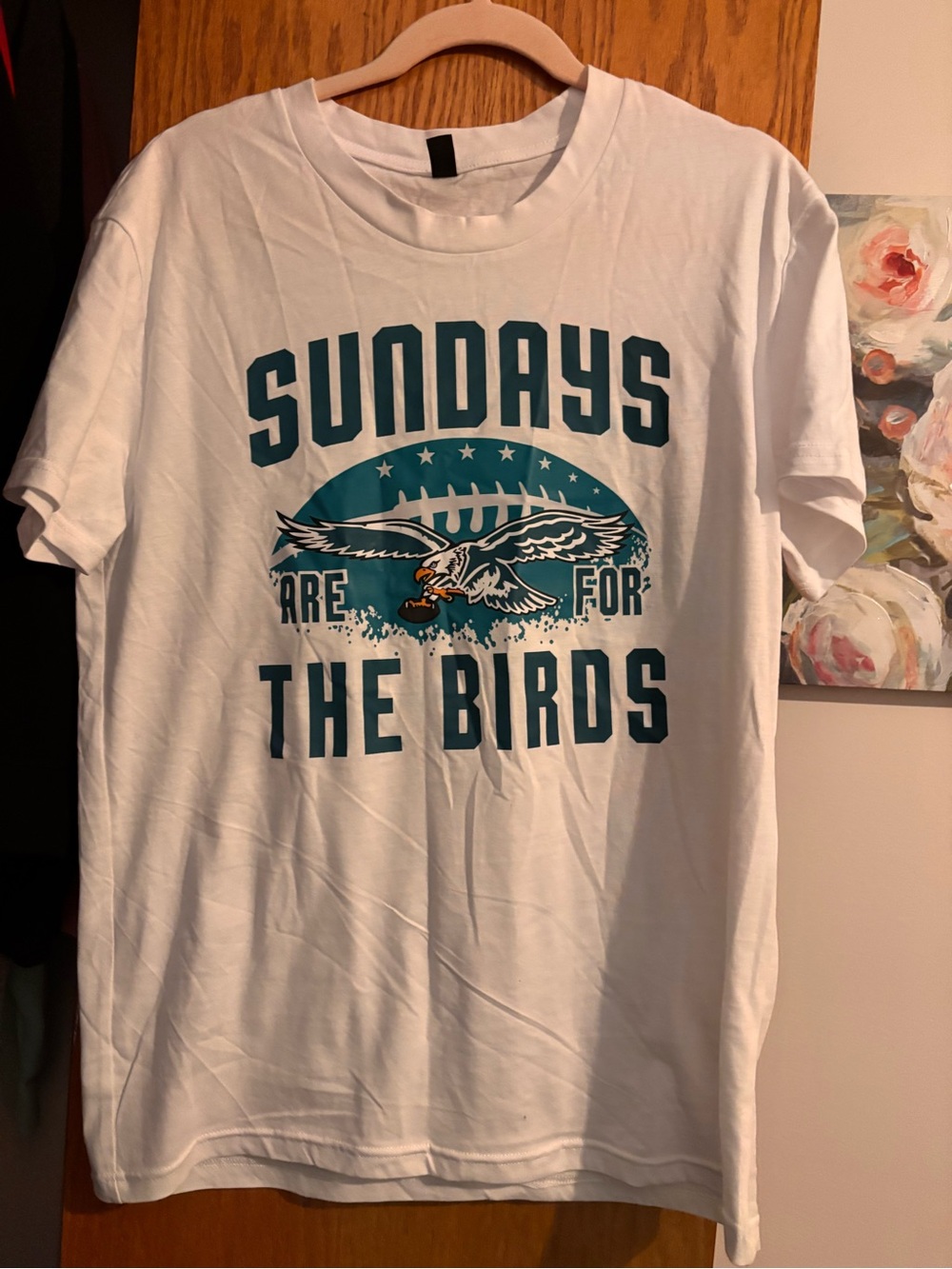 White 'Sundays Are For The Birds' Graphic Tee - Teal Print